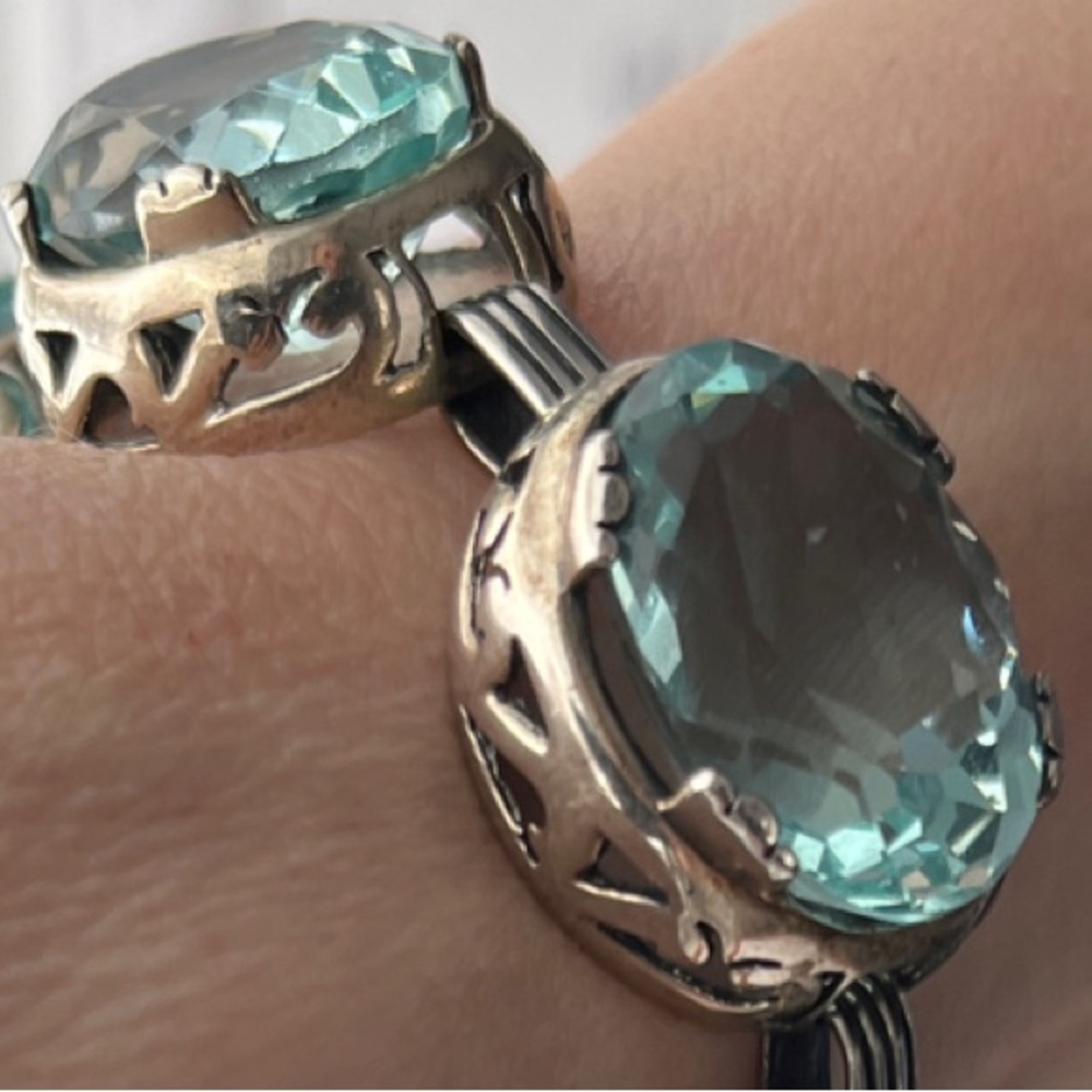 Silpada Sterling Silver and Blue Faceted Glass Bracelet - Picture 7 of 10